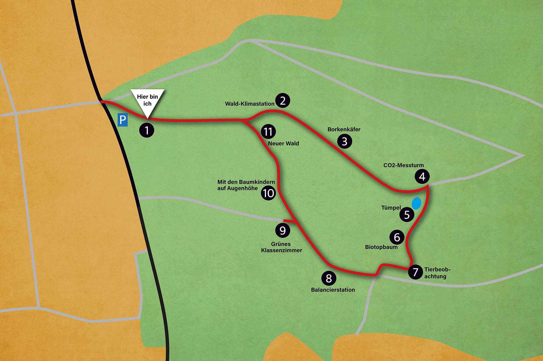 Startpunkt für den Walderlebnispfad im Höglwald